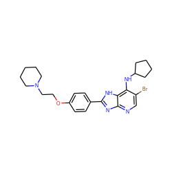 Brc1cnc2nc(-c3ccc(OCCN4CCCCC4)cc3)[nH]c2c1NC1CCCC1 ZINC000084616422