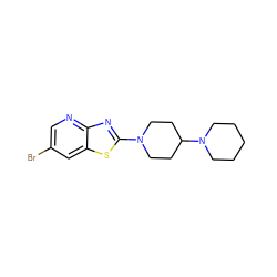 Brc1cnc2nc(N3CCC(N4CCCCC4)CC3)sc2c1 ZINC000045289403