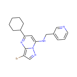 Brc1cnn2c(NCc3cccnc3)cc(C3CCCCC3)nc12 ZINC000028958946