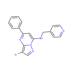 Brc1cnn2c(NCc3ccncc3)cc(-c3ccccc3)nc12 ZINC000028957141