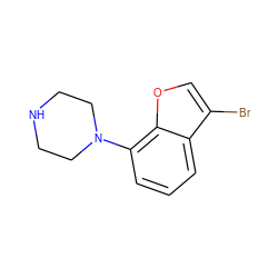 Brc1coc2c(N3CCNCC3)cccc12 ZINC000013741469