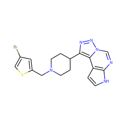 Brc1csc(CN2CCC(c3nnn4cnc5[nH]ccc5c34)CC2)c1 ZINC001772573238