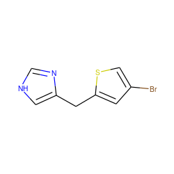 Brc1csc(Cc2c[nH]cn2)c1 ZINC000000022768