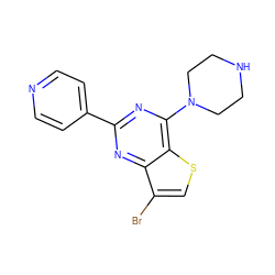 Brc1csc2c(N3CCNCC3)nc(-c3ccncc3)nc12 ZINC000223686553