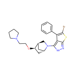 Brc1sc2n[nH]c(N3C[C@H]4C[C@H]3C[C@H]4OCCN3CCCC3)c2c1-c1ccccc1 ZINC000653669530