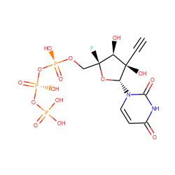 C#C[C@@]1(O)[C@H](O)[C@@](F)(CO[P@@](=O)(O)O[P@@](=O)(O)OP(=O)(O)O)O[C@H]1n1ccc(=O)[nH]c1=O ZINC000209584065