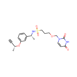 C#C[C@@H](C)Oc1cccc([C@@H](C)NS(=O)(=O)CCCOCn2ccc(=O)[nH]c2=O)c1 ZINC000116098083