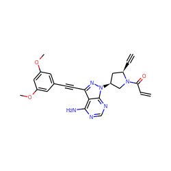 C#C[C@@H]1C[C@H](n2nc(C#Cc3cc(OC)cc(OC)c3)c3c(N)ncnc32)CN1C(=O)C=C ZINC000225130973