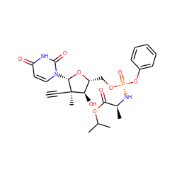 C#C[C@]1(C)[C@H](O)[C@@H](CO[P@](=O)(N[C@@H](C)C(=O)OC(C)C)Oc2ccccc2)O[C@H]1n1ccc(=O)[nH]c1=O ZINC000203554442