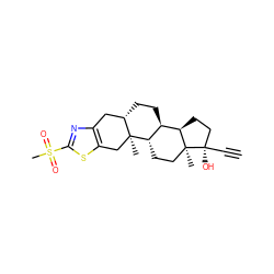 C#C[C@]1(O)CC[C@@H]2[C@@H]3CC[C@H]4Cc5nc(S(C)(=O)=O)sc5C[C@]4(C)[C@H]3CC[C@@]21C ZINC000029405159