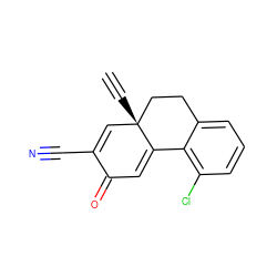 C#C[C@]12C=C(C#N)C(=O)C=C1c1c(Cl)cccc1CC2 ZINC000473136332