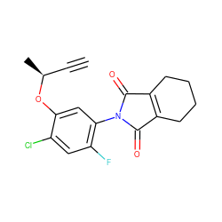 C#C[C@H](C)Oc1cc(N2C(=O)C3=C(CCCC3)C2=O)c(F)cc1Cl ZINC000000900677