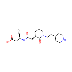 C#C[C@H](CC(=O)O)NC(=O)C[C@H]1CCCN(CCC2CCNCC2)C1=O ZINC000029568588