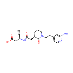 C#C[C@H](CC(=O)O)NC(=O)C[C@H]1CCCN(CCc2ccnc(N)c2)C1=O ZINC000029559801