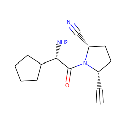 C#C[C@H]1CC[C@@H](C#N)N1C(=O)[C@@H](N)C1CCCC1 ZINC000014948388