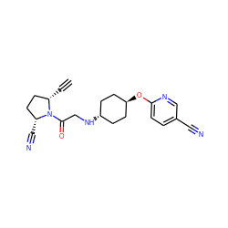 C#C[C@H]1CC[C@@H](C#N)N1C(=O)CN[C@H]1CC[C@H](Oc2ccc(C#N)cn2)CC1 ZINC000253861495