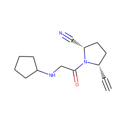 C#C[C@H]1CC[C@@H](C#N)N1C(=O)CNC1CCCC1 ZINC000014950309