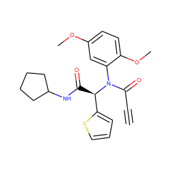 C#CC(=O)N(c1cc(OC)ccc1OC)[C@H](C(=O)NC1CCCC1)c1cccs1 ZINC000001376639