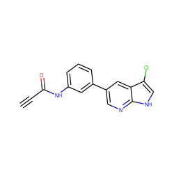 C#CC(=O)Nc1cccc(-c2cnc3[nH]cc(Cl)c3c2)c1 ZINC000221058511