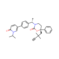 C#CC(C)(C)C[C@]1(c2ccccc2)CCN([C@@H](C)c2ccc(-c3ccc(=O)n(C(C)C)c3)cc2)C(=O)O1 ZINC000096178587