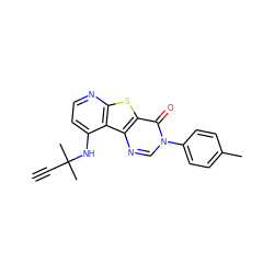 C#CC(C)(C)Nc1ccnc2sc3c(=O)n(-c4ccc(C)cc4)cnc3c12 ZINC000071294967