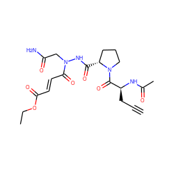 C#CC[C@H](NC(C)=O)C(=O)N1CCC[C@H]1C(=O)NN(CC(N)=O)C(=O)/C=C/C(=O)OCC ZINC000073197163