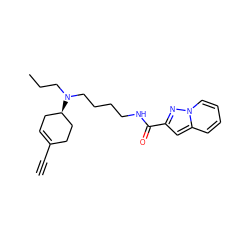 C#CC1=CC[C@@H](N(CCC)CCCCNC(=O)c2cc3ccccn3n2)CC1 ZINC000096272458