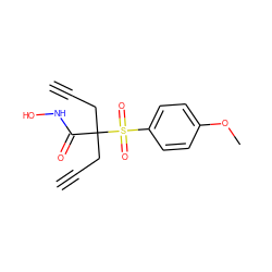 C#CCC(CC#C)(C(=O)NO)S(=O)(=O)c1ccc(OC)cc1 ZINC000013520810
