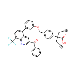 C#CCC(CC#C)(C(=O)O)c1ccc(COc2cccc(-c3ccc(C(F)(F)F)c4ncc(C(=O)c5ccccc5)cc34)c2)cc1 ZINC000028978809