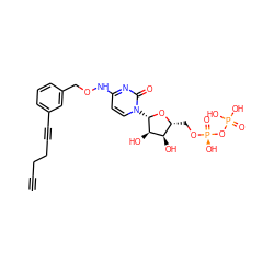 C#CCCC#Cc1cccc(CONc2ccn([C@@H]3O[C@H](CO[P@@](=O)(O)OP(=O)(O)O)[C@@H](O)[C@H]3O)c(=O)n2)c1 ZINC000169328395