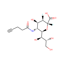 C#CCCC(=O)N[C@@H]1[C@@H](O)[C@@H](F)[C@](F)(C(=O)O)O[C@H]1[C@H](O)[C@H](O)CO ZINC000205433604