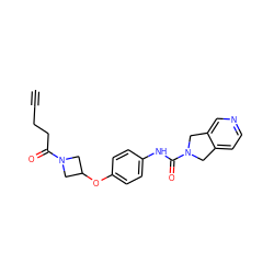 C#CCCC(=O)N1CC(Oc2ccc(NC(=O)N3Cc4ccncc4C3)cc2)C1 ZINC000166433785