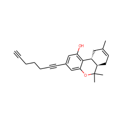 C#CCCCC#Cc1cc(O)c2c(c1)OC(C)(C)[C@@H]1CC=C(C)C[C@@H]21 ZINC000013557651