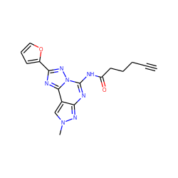 C#CCCCC(=O)Nc1nc2nn(C)cc2c2nc(-c3ccco3)nn12 ZINC000224289651