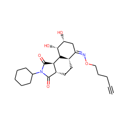 C#CCCCO/N=C1/C[C@@H](O)[C@@H](O)[C@@H]2[C@@H]3C(=O)N(C4CCCCC4)C(=O)[C@H]3CC[C@@H]12 ZINC000034148724