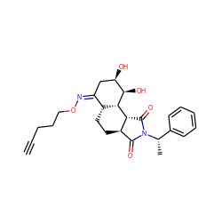 C#CCCCO/N=C1/C[C@@H](O)[C@@H](O)[C@H]2[C@@H]1CC[C@@H]1C(=O)N([C@@H](C)c3ccccc3)C(=O)[C@H]12 ZINC000102673809