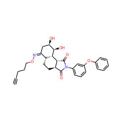 C#CCCCO/N=C1/C[C@@H](O)[C@@H](O)[C@H]2[C@@H]1CC[C@@H]1C(=O)N(c3cccc(Oc4ccccc4)c3)C(=O)[C@H]12 ZINC000008035827