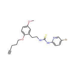 C#CCCCOc1ccc(OC)cc1CCNC(=S)Nc1ccc(Br)cn1 ZINC000040391069