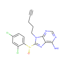 C#CCCCn1c([S@+]([O-])c2ccc(Cl)cc2Cl)nc2c(N)ncnc21 ZINC000299869097