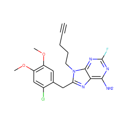 C#CCCCn1c(Cc2cc(OC)c(OC)cc2Cl)nc2c(N)nc(F)nc21 ZINC000013679211