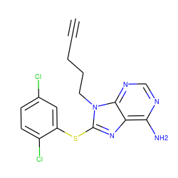 C#CCCCn1c(Sc2cc(Cl)ccc2Cl)nc2c(N)ncnc21 ZINC000013642759