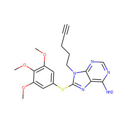 C#CCCCn1c(Sc2cc(OC)c(OC)c(OC)c2)nc2c(N)ncnc21 ZINC000013642777