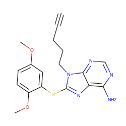 C#CCCCn1c(Sc2cc(OC)ccc2OC)nc2c(N)ncnc21 ZINC000013642761