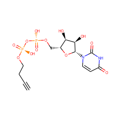 C#CCCO[P@@](=O)(O)O[P@@](=O)(O)OC[C@H]1O[C@@H](n2ccc(=O)[nH]c2=O)[C@H](O)[C@@H]1O ZINC000045253190