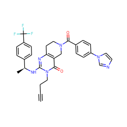 C#CCCn1c(N[C@@H](C)c2ccc(C(F)(F)F)cc2)nc2c(c1=O)CN(C(=O)c1ccc(-n3ccnc3)cc1)CC2 ZINC000113829250