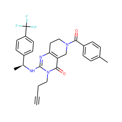 C#CCCn1c(N[C@@H](C)c2ccc(C(F)(F)F)cc2)nc2c(c1=O)CN(C(=O)c1ccc(C)cc1)CC2 ZINC000113856557