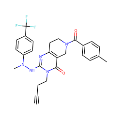 C#CCCn1c(NN(C)c2ccc(C(F)(F)F)cc2)nc2c(c1=O)CN(C(=O)c1ccc(C)cc1)CC2 ZINC001772646721