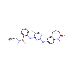 C#CCN(C)C(=O)c1ccccc1Nc1nc(Nc2ccc3c(c2)CCCC(=O)N3C)ncc1Cl ZINC000066251728