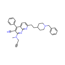 C#CCN(C)c1nc2nc(CCC3CCN(Cc4ccccc4)CC3)ccc2c(-c2ccccc2)c1C#N ZINC000199146313