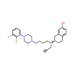 C#CCN(CCCCN1CCN(c2cccc(Cl)c2Cl)CC1)[C@@H]1CCc2ccc(O)cc2C1 ZINC000013438638